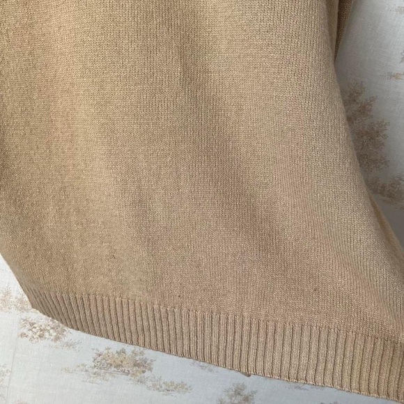 Vintage Eddie Bauer tan lambswool knit crewneck wool sweater preppy size L - Picture 5 of 8